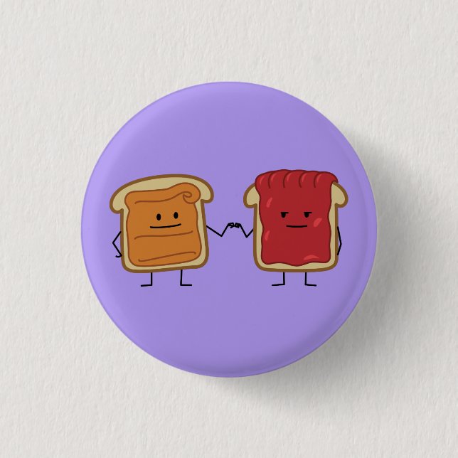 Peanut Butter and Jelly Fist Bump friends toast 1 Inch Round Button (Front)