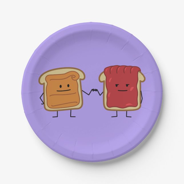 Peanut Butter and Jelly Fist Bump friends toast Paper Plate (Front)
