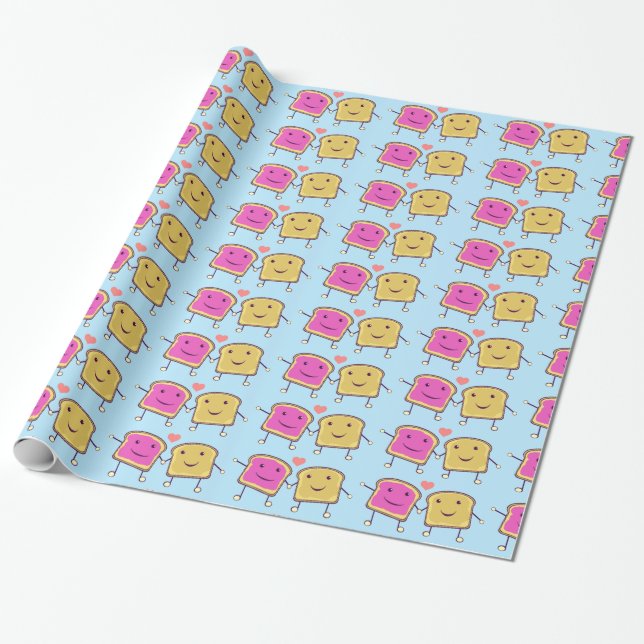 Peanut Butter and Jelly Pals Wrapping Paper (Unrolled)