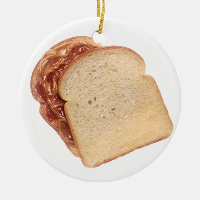 Peanut Butter and Jelly Sandwich Ceramic Ornament (Front)