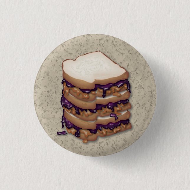 Peanut Butter and Jelly Sandwiches 1 Inch Round Button (Front)