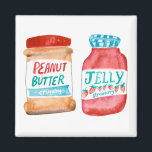 Peanut Butter and Jelly Watercolor Magnet<br><div class="desc">Decorate your kitchen with this magnet. Makes a great little gift! Check my shop for more matching stuff like mugs, towels and stickers! You can always add your own text. Let me know if you'd like something custom made. If you buy it, thank you! Be sure to share a pic...</div>