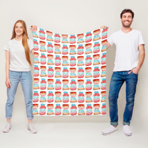 Peanut Butter and Jelly Watercolor Pattern Fleece Blanket