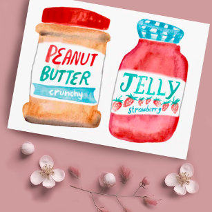 Peanut Butter and Jelly Watercolor Postcard
