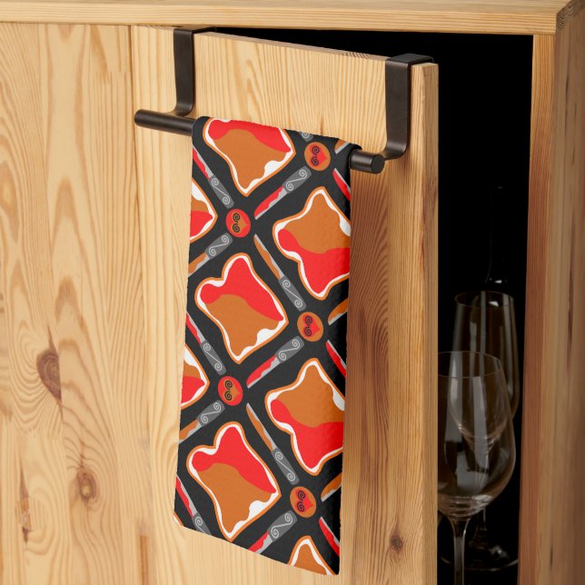 Peanut Butter and Strawberry Jam Seamless Patter Kitchen Towel (Thirds Fold)