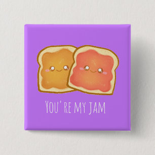 Peanut Butter And Strawberry Jelly Toast 2 Inch Square Button