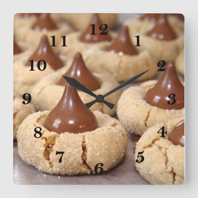 Peanut Butter Blossom Cookies Square Wall Clock (Front)