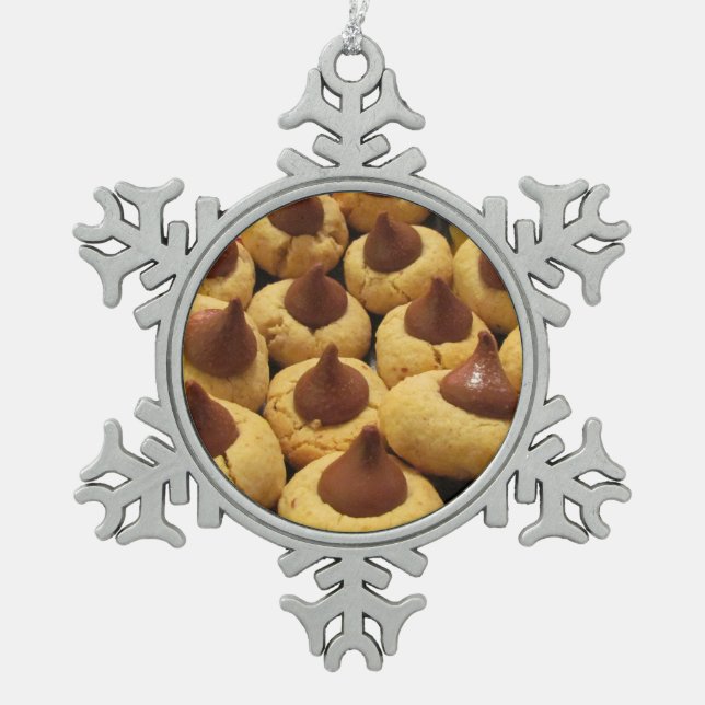 Peanut Butter Chocolate Drop Cookies Snowflake Pewter Christmas Ornament (Front)