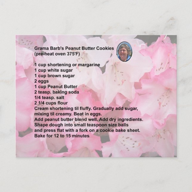 Peanut Butter Cookie Recipe Postcard (Front)