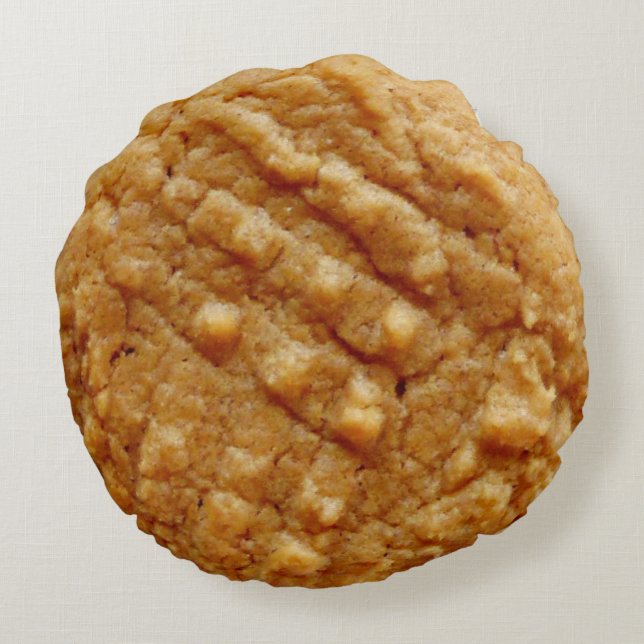 Peanut Butter Cookie, Tan Round Pillow (Back)