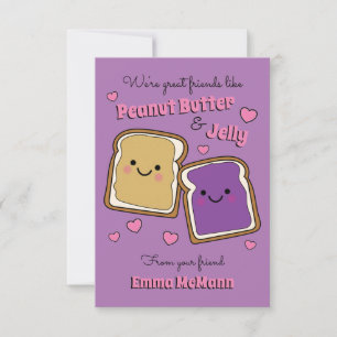 Peanut Butter Jelly Classroom Valentine PBJ Card