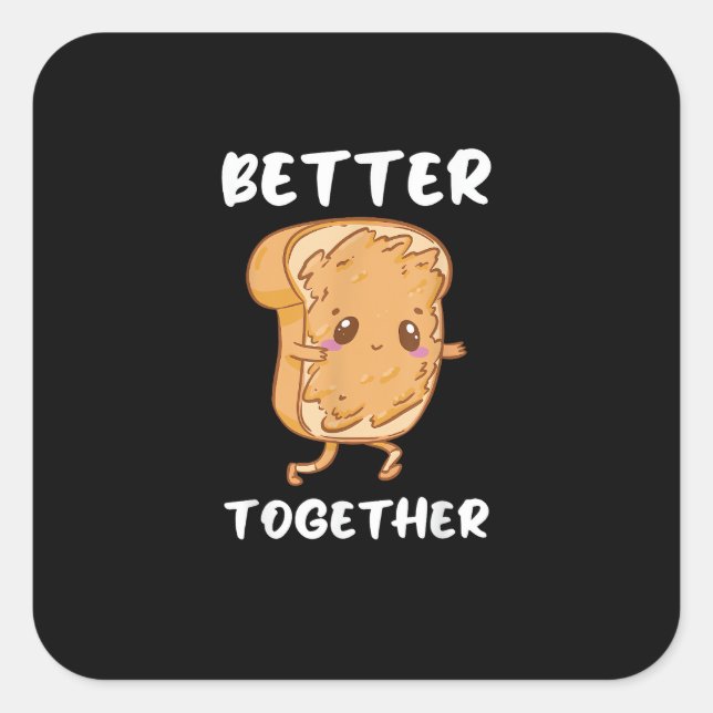 Peanut Butter Jelly Cute Couple Better Together De Square Sticker (Front)