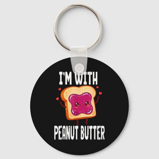 Peanut Butter Jelly Matching Couples Halloween Fun Keychain (Front)