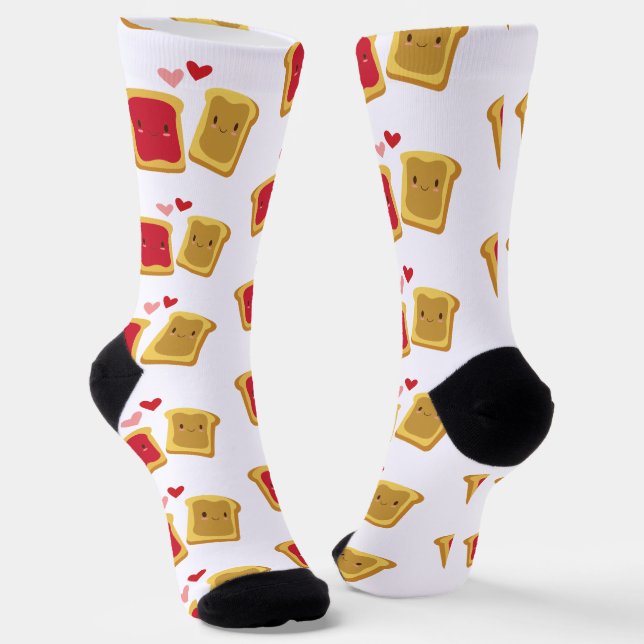 Peanut Butter & Jelly Pattern Socks (Angled)
