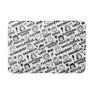 Peanut Characters Graffiti Pattern Bath Mat
