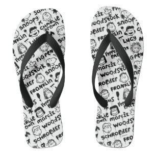 Peanut Characters Graffiti Pattern Flip Flops