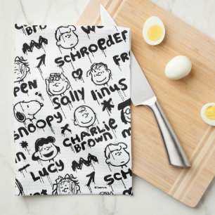 Peanut Characters Graffiti Pattern Kitchen Towel