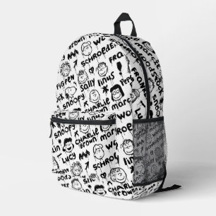 Peanut Characters Graffiti Pattern Printed Backpack