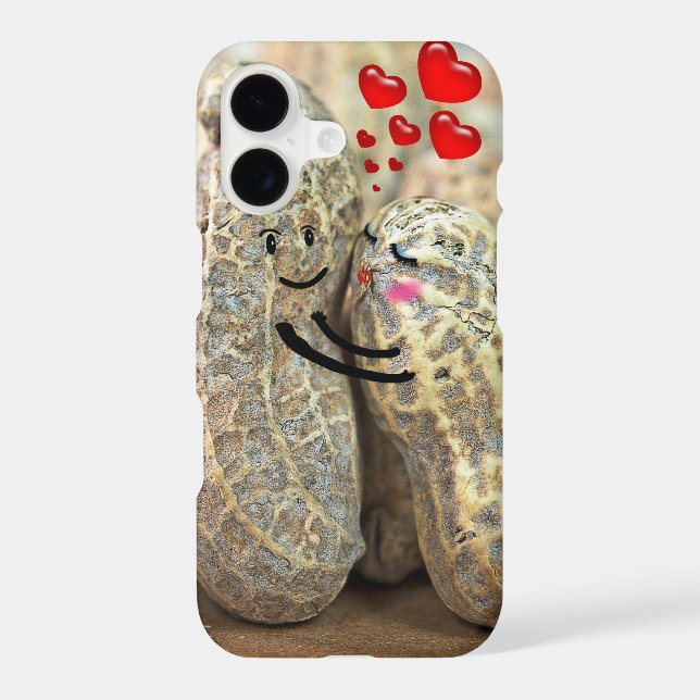 Peanut Couple Hugging with Red Hearts (Back)