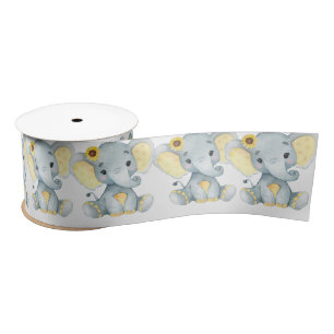 Peanut Elephant Satin Ribbon Spool Pink Bow