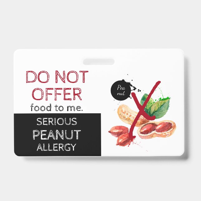 Peanut Food Allergy Alert Label Badge (Front)