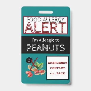 Peanut Food Allergy Alert Teal Label Badge