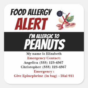 Peanut Food Allergy Alert Warning Label