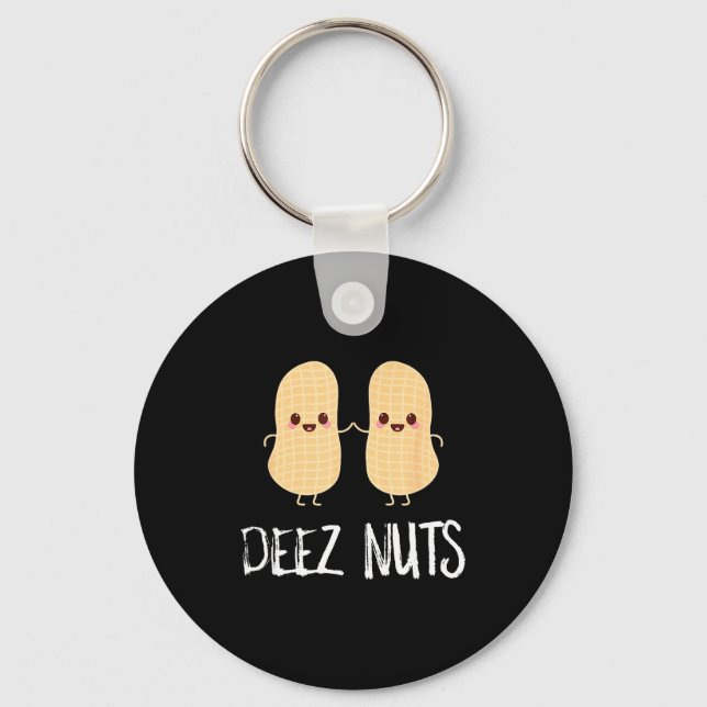 Peanut Food Funny Kawaii Cute Meme Deez Nuts Joke  Keychain (Front)