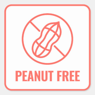 Peanut Free Allergy Safety Square Sticker