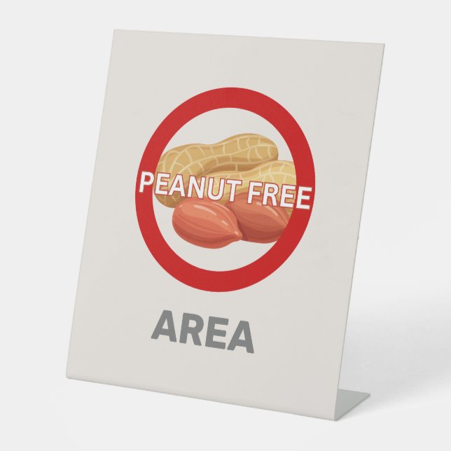 Peanut Free Area Customized Food Allergy Alert Pedestal Sign (Front)