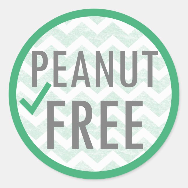 Peanut Free Green Allergen Free Classic Round Sticker (Front)