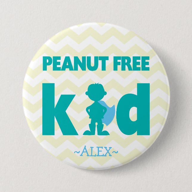 Peanut Free Superhero Boy Button (Front)