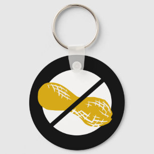 Peanut Free Symbol Black No Peanuts Allergy Kids Keychain