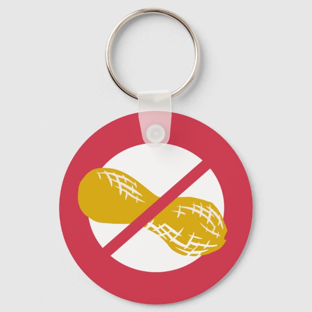 Peanut Free Symbol Red No Peanuts Allergy Kids Keychain (Front)