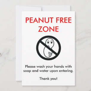 Peanut Free Zone Card