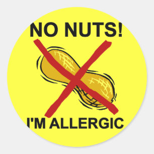 Peanut NO Nuts I'm Allergic Classic Round Sticker