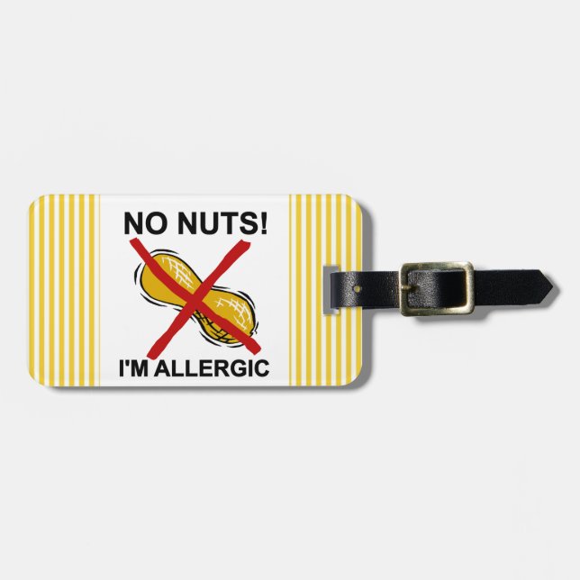 Peanut NO Nuts I'm Allergic Luggage Tag (Front Horizontal)