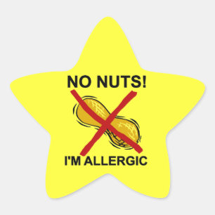 Peanut NO Nuts I'm Allergic Star Sticker
