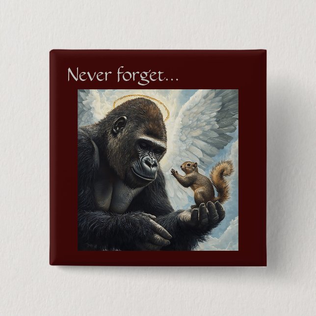 Peanut Squirrel Harambe Button Never Forget Meme (Front)