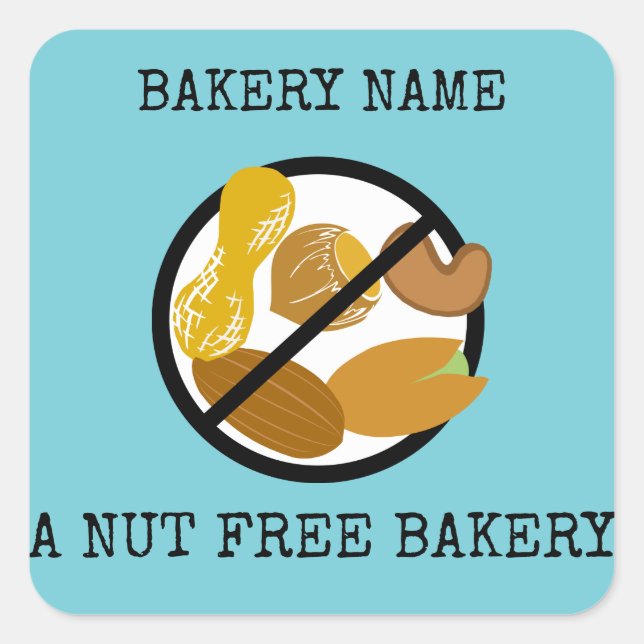 Peanut Tree Nut Free Bakery Label Custom Colour (Front)