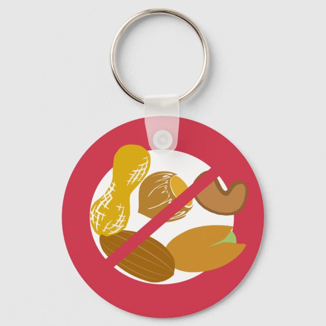 Peanut Tree Nut Free Symbol Red Allergy Kids Keychain (Front)