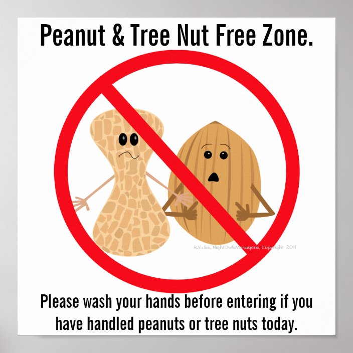 Peanut & Tree Nut Free Zone Food Allergy Print Zazzle.ca