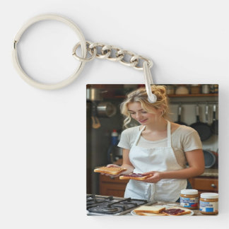Peanutbutter and Jelly Sandwich Custom Keychain
