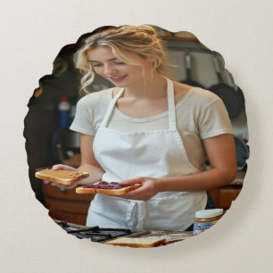Peanutbutter and Jelly Sandwich Custom Round Pillow