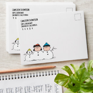 Peanuts 3 Person Snowman Envelope