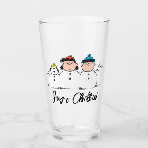 Peanuts   3 Person Snowman Glass