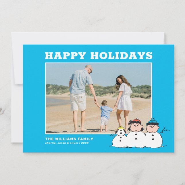 Peanuts | 3 Person Snowman Holiday Card (Front)