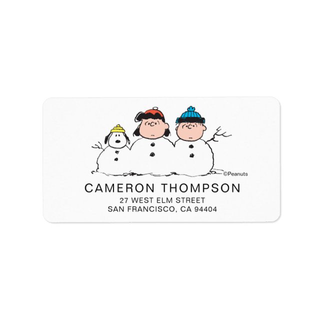 Peanuts | 3 Person Snowman Label (Front)