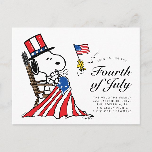 Peanuts 4th of July Picnic Invitation Postcard (Front)