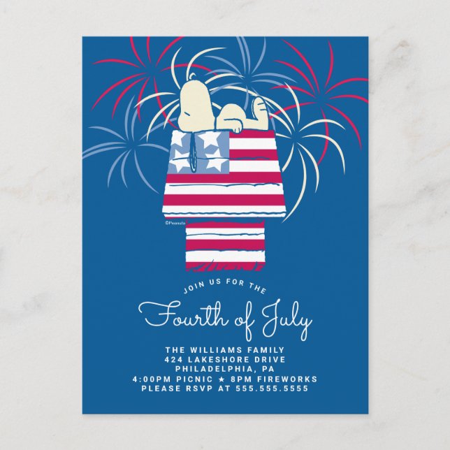 Peanuts 4th of July Picnic Invitation Postcard (Front)